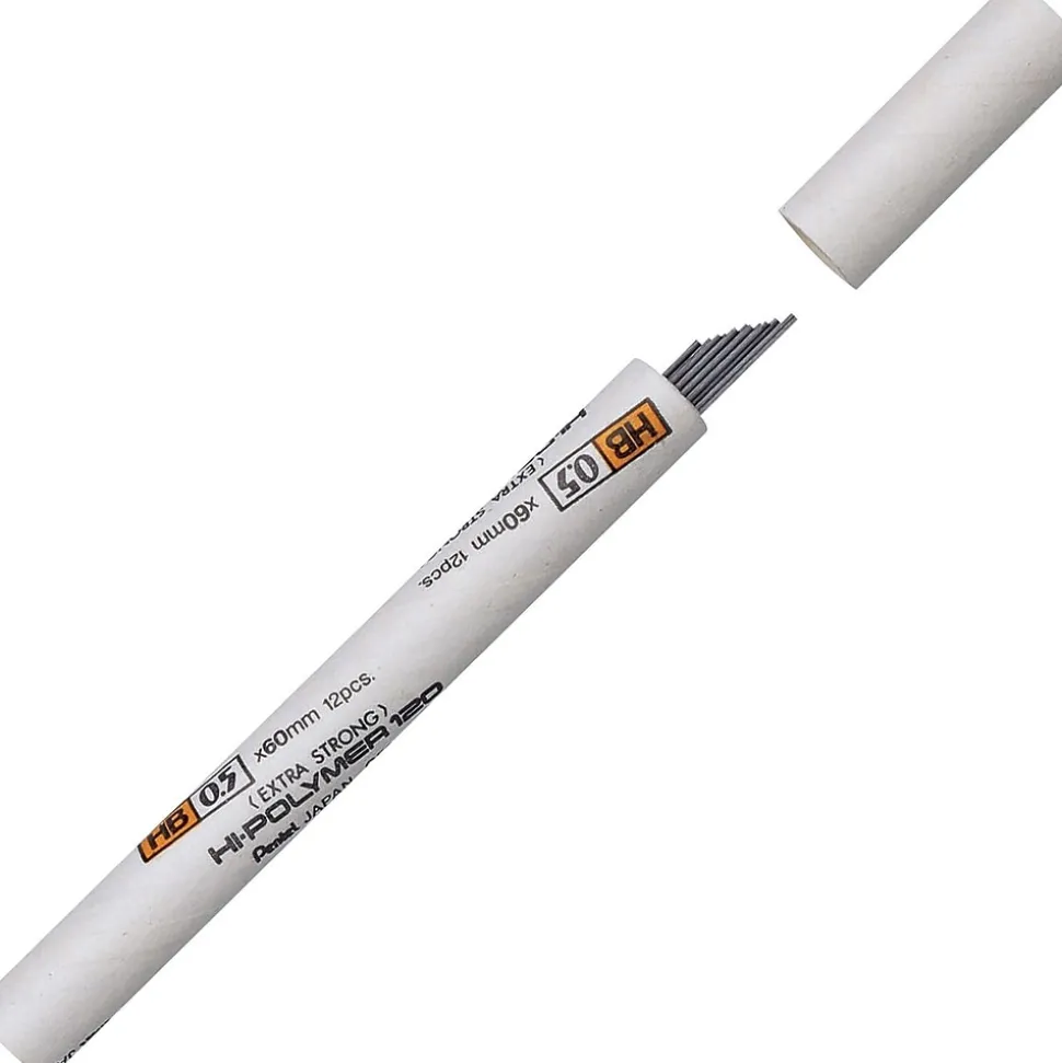 Pentel Premium Hi-Polymer Lead Refill, 0.5mm, 12/Leads (C525-HB)