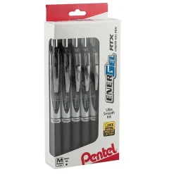 Pentel Roller Ball Pen, Medium Point, Black Ink, Dozen (BL77PC12A1)