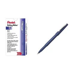 Pentel Rolling Writer Rollerball Pens, Medium Point, Blue Ink, Dozen (R100-C)