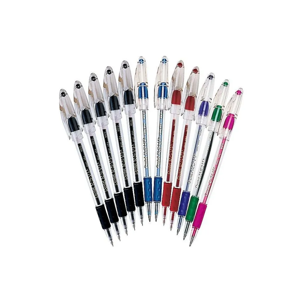 Pentel R.S.V.P. Ballpoint Pens, Medium Point, Assorted Color Ink, Dozen (BK91PC12M)