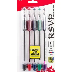 Pentel R.S.V.P. Ballpoint Pens, Fine Point, Assorted Ink, 5 Pack (BK90BP5M)