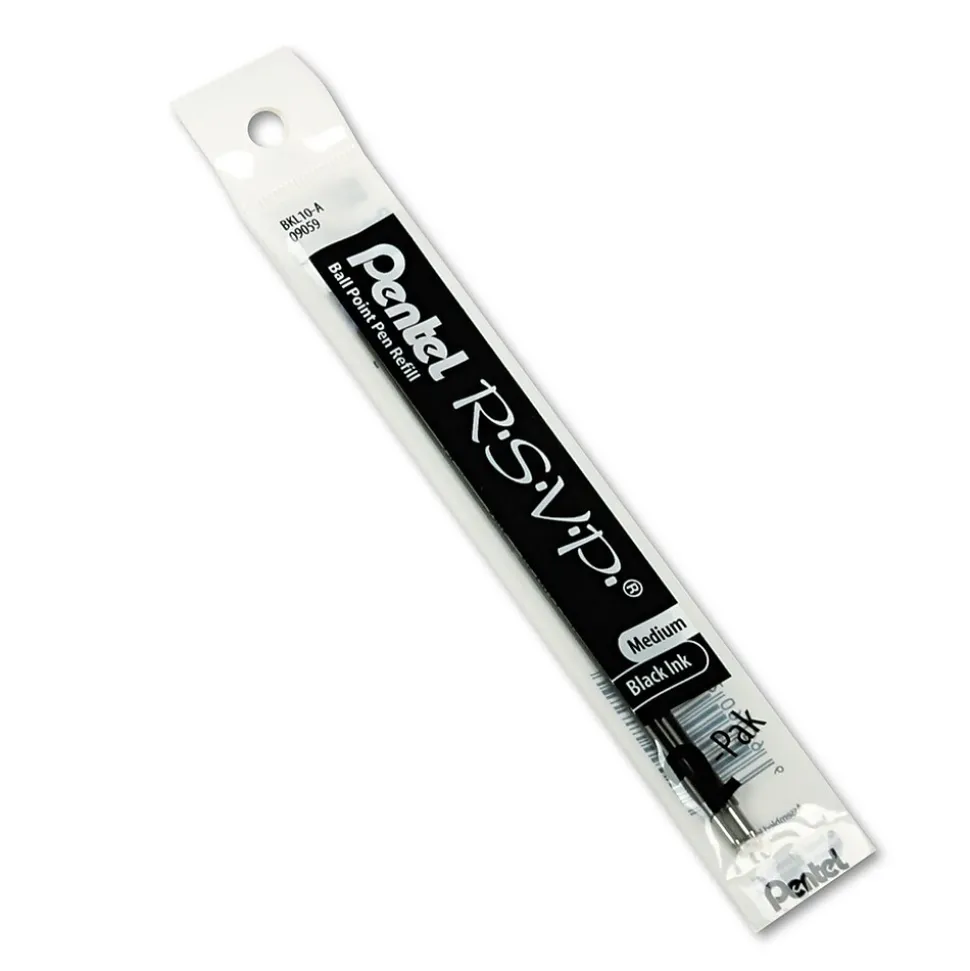 Pentel® R.S.V.P. Ballpoint Pen Refill, Medium, Black, 2/Pack