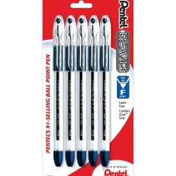 Pentel R.S.V.P. Fine Line Ballpoint Pen, Fine Point, 0.7 mm, Blue Ink, 5/Pk