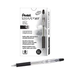 Pentel R.S.V.P. RT Retractable Ballpoint Pens, Medium Point, Black Ink, Dozen (BK93-A)