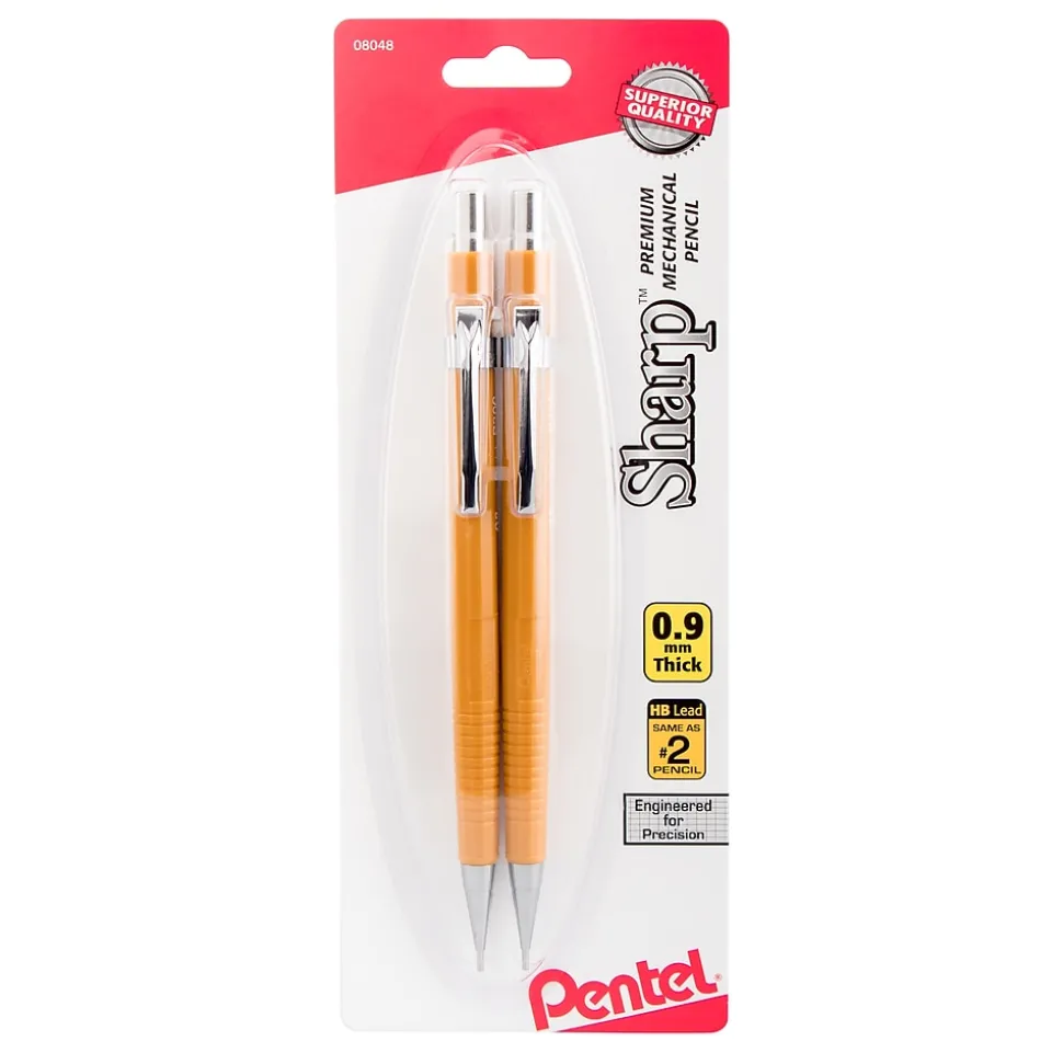 Pentel Sharp Mechanical Pencil, 0.9mm, #2 Medium Lead, 2/Pack (P209BP2-K6)