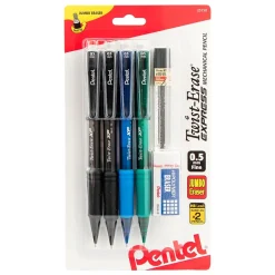 Pentel Twist-Erase EXPRESS Mechanical Pencil, 0.5mm, #2 Medium Lead, 4/Pack (QE415LZBP4)