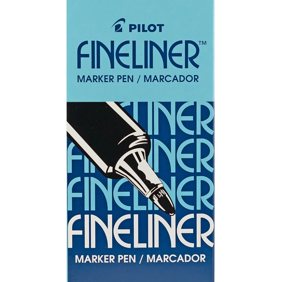 Pilot Fineliner Marker Pens, Fine Point, Blue Ink, Dozen (11014)
