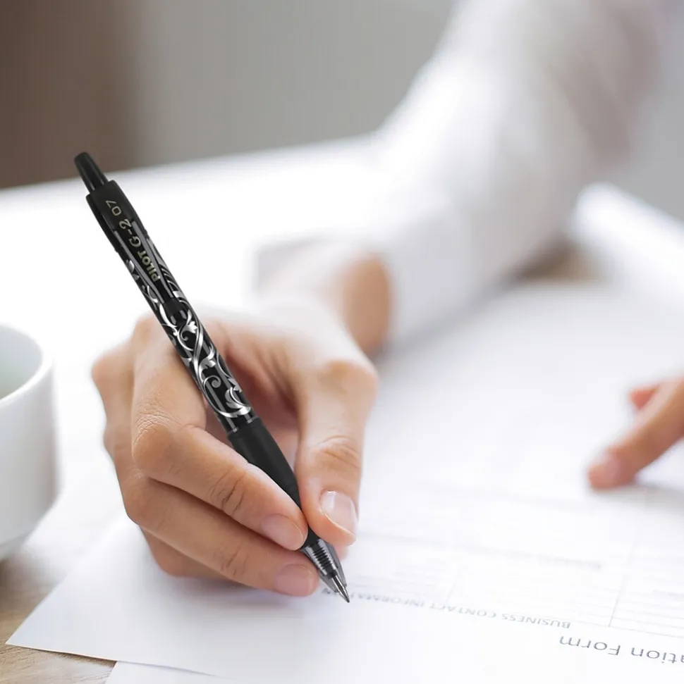 Pilot G2 Fashion Collection Retractable Gel Pens, Fine Point, Black Ink, 5/Pack (31373)