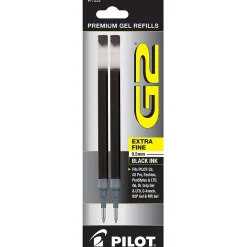 Pilot G2 Gel-Ink Pen Refill, Extra Fine Tip, Black Ink, 2/Pack (77232)