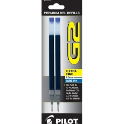 Pilot G2 Gel-Ink Pen Refill, Extra Fine Tip, Blue Ink, 2/Pack (77233)