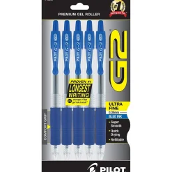Pilot G2 Retractable Gel Pen, Ultra Fine Point, 0.38mm, Black Ink, 5 Pack (18203)