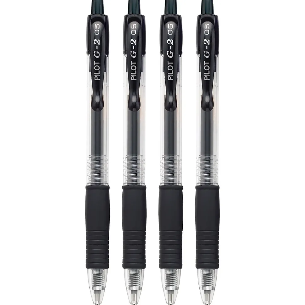 Pilot G2 Retractable Gel Pens, Extra Fine Point, Black Ink, 4/Pack (31055)