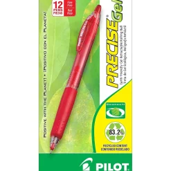 Pilot Precise Gel BeGreen Retractable Gel Pens, Fine Point, Red Ink, Dozen (15003)