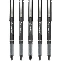 Pilot Precise V5 Rollerball Pens, Extra Fine Point, 0.5mm, Black Ink, 5/Pack (26010)