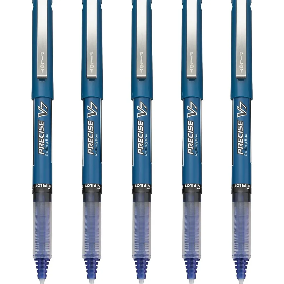 Pilot Precise V7 Rollerball Pens, Fine Point, Blue Ink, 5/Pack (26021)