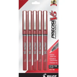 Pilot Precise V5 Rollerball Pens, Extra Fine Point, Red Ink, 5/Pack (26012)