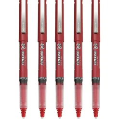 Pilot Precise V5 Rollerball Pens, Extra Fine Point, Red Ink, 5/Pack (26012)