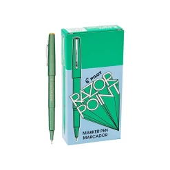 Pilot Razor Point Marker Pens, Ultra Fine Point, Green Ink, Dozen (11010)