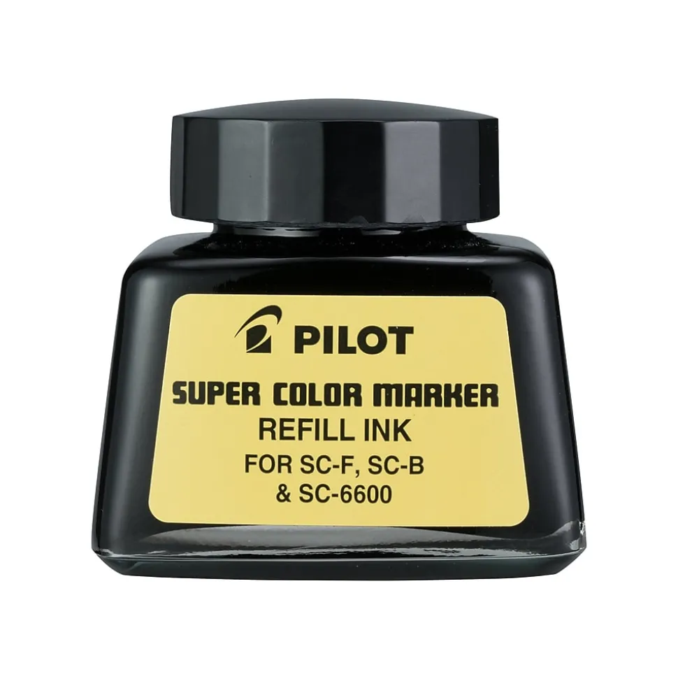 Pilot Super Color Permanent Marker Bottled Ink Refill, Black Ink (43500)