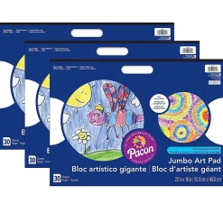 Prang® Jumbo Art Pad, White, 22" x 16", 30 Sheets, Pack of 3 (PAC4711-3)
