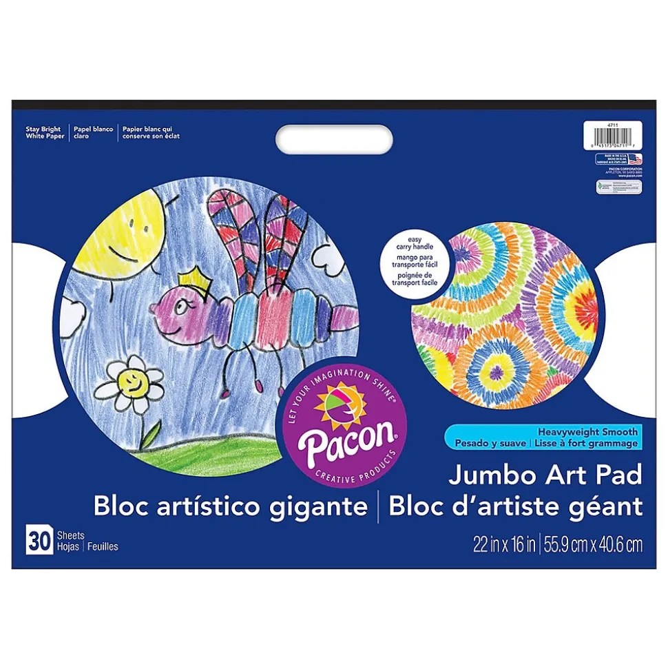 Prang® Jumbo Art Pad, White, 22" x 16", 30 Sheets, Pack of 3 (PAC4711-3)
