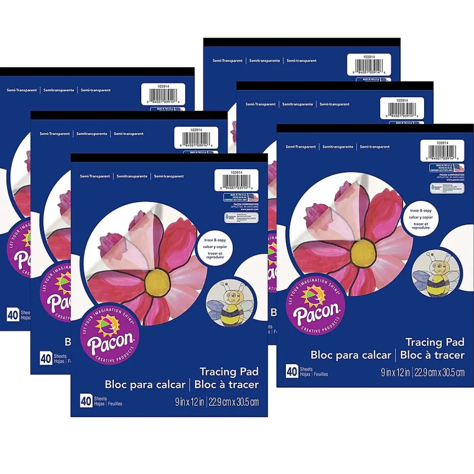 Prang® Tracing Paper Pad, Translucent, 9" x 12", 40 Sheets, Pack of 6 (PAC103914-6)
