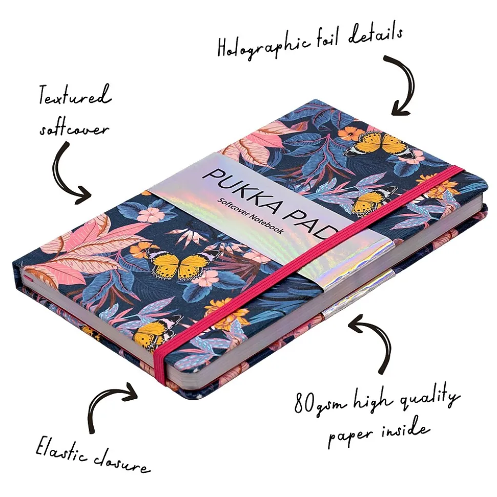 Pukka Pad Bloom Subject Notebooks, Narrow Ruled, Blue, 3/Pack (PUK9491BLM)