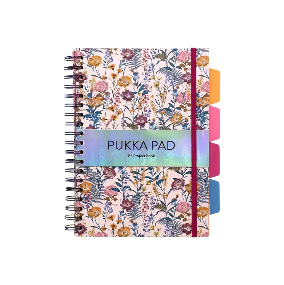 Pukka Pad Bloom 5-Subject Subject Notebooks, 6.9" x 9.8", College Ruled, 100 Sheets, Assorted Colors, 3/Pack (9494-BLM(ASST))