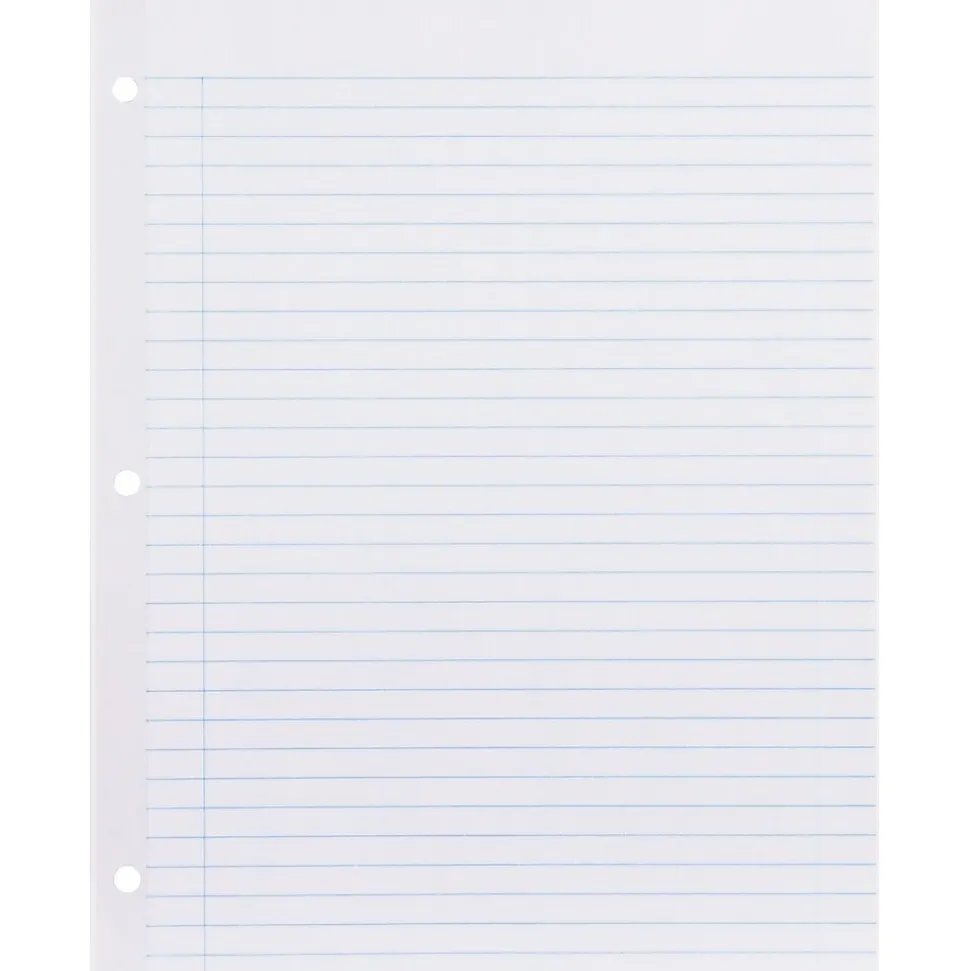 Rediform Reinforced College Ruled Filler Paper, 8.5" x 11", 3-Hole Punched, 100 Sheets/Pack (20122/WBZ13R)