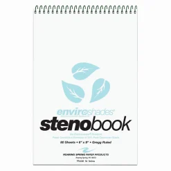 Roaring Spring Enviroshades Steno Notebook, 6" x 9", 80 Sheets/Pad, Gregg Ruled, Recycled Blue Paper, 4 Books/Pk (12284)