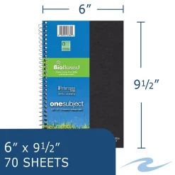 Roaring Spring Paper Products BioBased 1-Subject Notebooks, 6" x 9.5", College Ruled, 70 Sheets, Each (13360)
