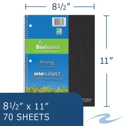 Roaring Spring Paper Products BioBased 1-Subject Notebooks, 8.5" x 11", College Ruled, 70 Sheets, Each (13361)
