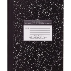 Roaring Spring Paper Products 1-Subject Composition Notebooks, 7.875" x 10.25", College Ruled, 80 Sheets, Black (77460)