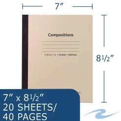 Roaring Spring Paper Products Composition Notebooks, 7" x 8.5", Wide Ruled, 20 Sheets, Manila (77340)