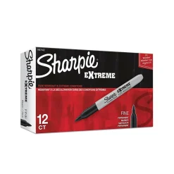 Sharpie Extreme Permanent Markers, Fine Tip, Black, 12/Pack (1927432)