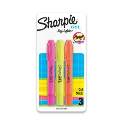 Sharpie Gel Stick Highlighter, Bullet Tip, Assorted Colors, 3/Pack (1780475)