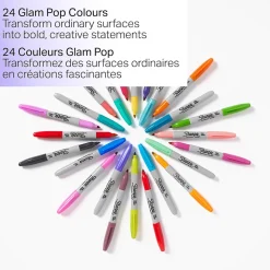 Sharpie Glam Pop Permanent Marker, Fine Tip, Assorted, 24/Pack (2185229)