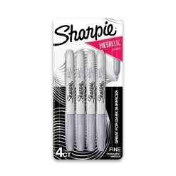 Sharpie Metallic Permanent Marker, Fine Tip, Gray/Silver, 4/Pack (39109)