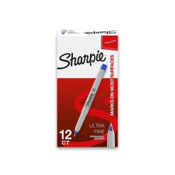 Sharpie Permanent Marker, Ultra Fine Tip, Blue, Dozen (37003)