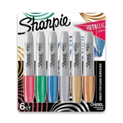 Sharpie Permanent Markers, Chisel Tip, Assorted Metallic, 6/Pack (2089634)