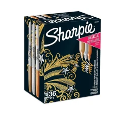 Sharpie Permanent Markers, Fine Tip, Assorted Metallic, 36/Pack (2003900)