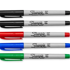 Sharpie Permanent Markers, Ultra Fine Tip, Assorted, 5/Pack (37675)