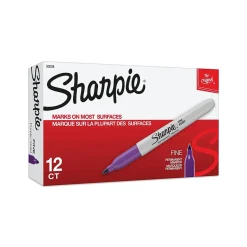 Sharpie Permanent Markers, Fine Tip, Purple, 12/Pack (30008)