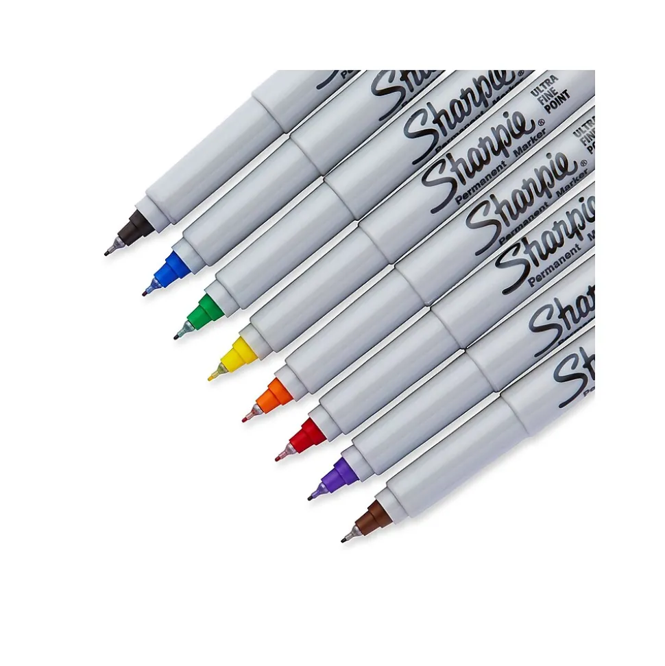Sharpie Permanent Markers, Ultra Fine Tip, Assorted, 8/Pack (37600)