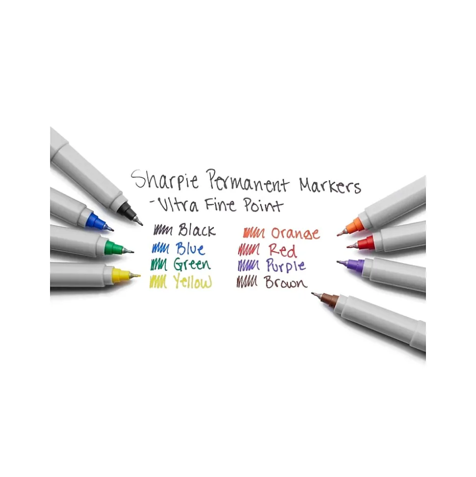 Sharpie Permanent Markers, Ultra Fine Tip, Assorted, 8/Pack (37600)