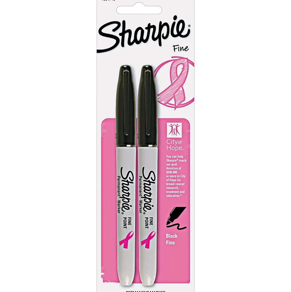 Sharpie Pink Ribbon Permanent Markers, Fine Tip, Black (1801743)