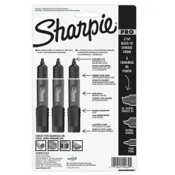 Sharpie PRO Permanent Markers, Chisel Tip, Assorted, 3/Pack (2018335/2178474)