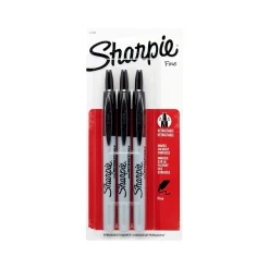 Sharpie Retractable Fine Point Permanent Markers, Black, 3 Pack