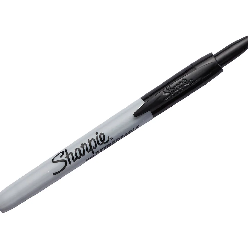 Sharpie Retractable Fine Point Permanent Markers, Black, 3 Pack