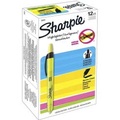 Sharpie Retractable Highlighter, Chisel Tip, Yellow, Dozen (28025)